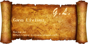 Gans Líviusz névjegykártya
